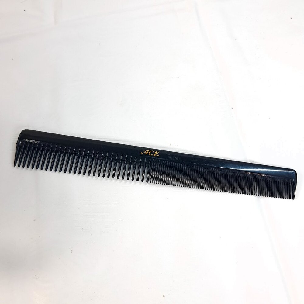 Ace All Purpose‎ hair comb black 7" styling plastic men women travel Vintage
